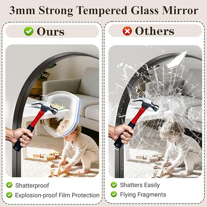 Arch Bathroom Mirror, Tempered Glass Decor Mirror