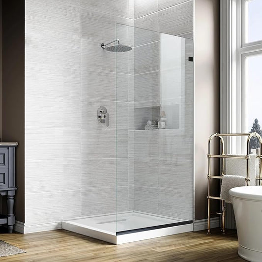 24 * 74" - 5/16" Thick Clear Tempered Glass Panel, Fixed Hinged Framless Shower