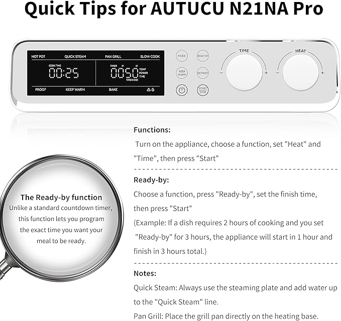 N21NA Pro Slow Cooker 10 Quart, 8-in-1 Programmable PFOA-Free Ceramic Coated