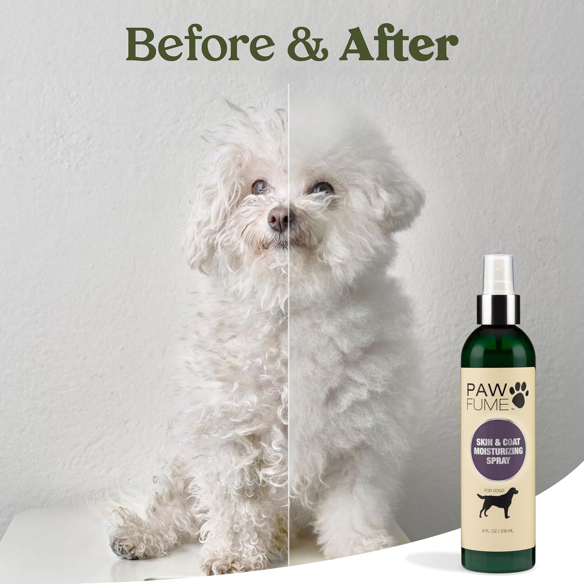PAWFUME Skin & Coat Detangler Spray for Dogs, 2-Pack – Soothe Dry, Itchy Coats Quickly – Non-Toxic Chamomile & Oat Formula, Essential Fatty Acids & Vet-Certified – Dog Detangler Spray Dematting Care
