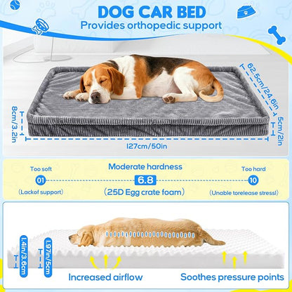 Loiion Dog Car Bed, Non-Slip Backseat Extender Pet Mat 50"x24.6"x2" | Removable, Washable Dog Bed With Waterproof Liner Protects Car Seats, Anti-Slip Travel Bed For Dogs