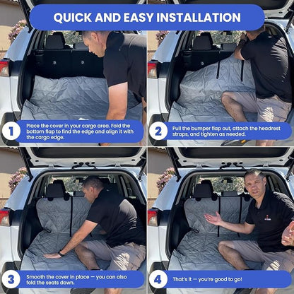 4Knines Split Cargo Liner for SUV – For Dogs & Pets, Heavy-Duty, Waterproof Trunk Mat & Cargo Cover – Fits 60/40 Split Bench & Armrest Pass-Through – Machine Washable, Non-Slip, Durable (Small, Black)