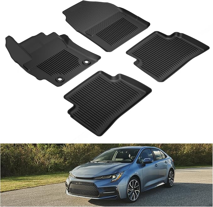 KIWI MASTER Floor Mats for 2020-2026 Toyota Corolla Sedan Hatchback, OEM Replacement PT908-12190-02, Custom Fit All Weather Car Mats, Heavy Duty TPE Floor Liners, Front & Rear 2 Row, Black