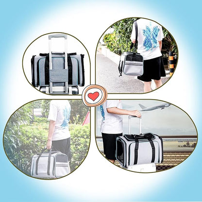 Cat Dog Carrier - Airline Approved Expandable Soft-Sided Pet Carrier with Removable Fleece Pad and Pockets, for Cats/Puppy and Small Animals Large(2 side expandable) | 2 Side Expandable, Removable Fleece Pad, Pockets, For Cats/Puppy Small Animals