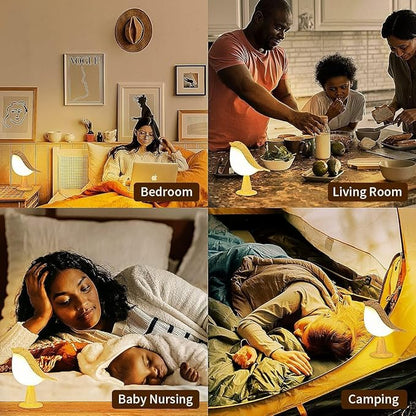 Bird Table Lamp with Remote & Touch Control | 3 Color Temperature & 3-Level Brightness Adjustable Night Light | Rechargeable Cordless Bedside Lamp for Bedroom Office Dorm | Timer & Bird Lover Gifts