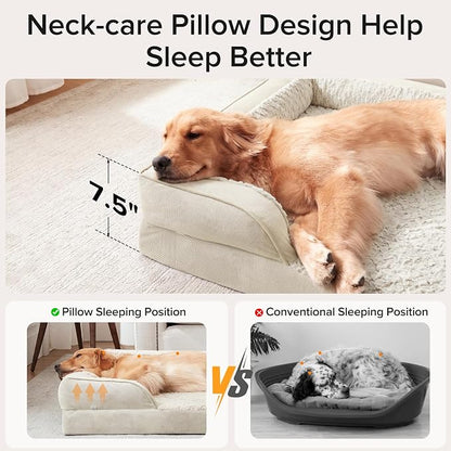 Jumbo Orthopedic Dog Bed for Extra Large Dogs, Waterproof, Egg-Crate Foam Dog Couch Bed with Washable Removable Cover, Waterproof Lining and Nonskid Bottom