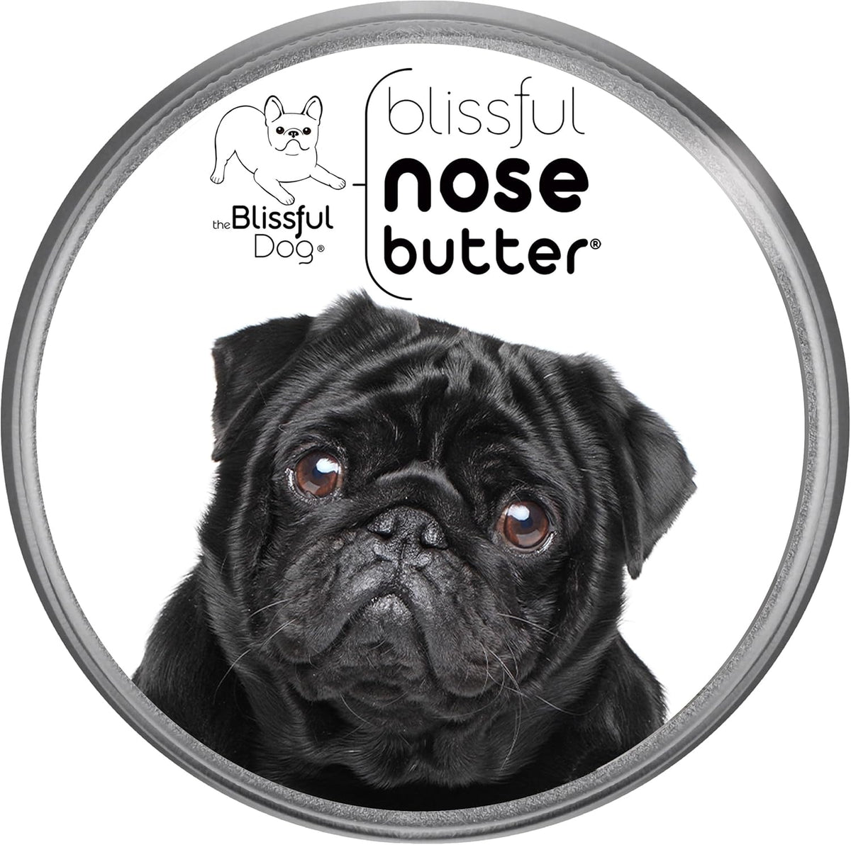 The Blissful Dog Black Pug Nose Butter for Dry, Cracked Skin, Lick-Safe Dog Nose Balm with Moisturizing Shea Butter, Almond, Olive, and Essential Oils, Pet Supplies, Uncented, 8 oz.