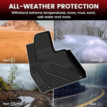 LASFIT Floor Mats & Backrest Mats & Cargo Mat for Kia Telluride 2025 2024 2023 2022 2021 2020, All Weather TPE Custom Fit Floor Liners with Full Set Car Mats & Trunk Mats Accessoires, Black