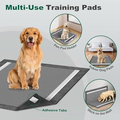 MIZOK 100 Count Pee Pads for Dogs Charcoal, 28x30in Large Wee Wee Pads for Dogs, Superior Odor Protection, Super Absorbent & Leak-Proof, Puppy Pads with Adhesive Tabs, Thick & Heavy