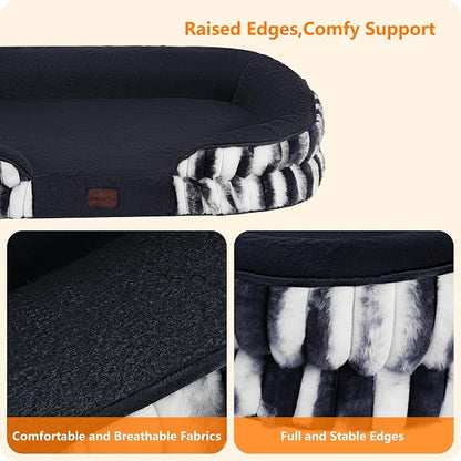 Dwanton Orthopedic Dog Bed for Medium Dogs with Gel Memory Foam, Waterproof Dog Sofa, Washable Pet Bed with Four Sided Bolster Cushion, Removable Cover & Non-Slip Bottom, 36", Tie-dye Grey