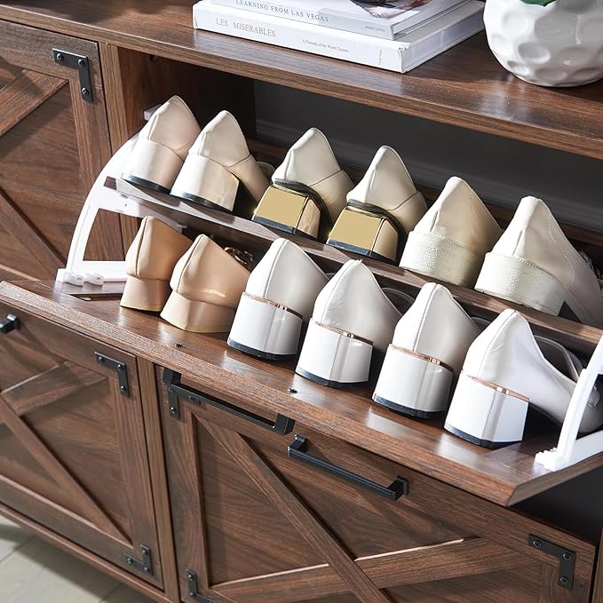 Shoe Storage Cabinet, Farmhouse Shoe Organizer