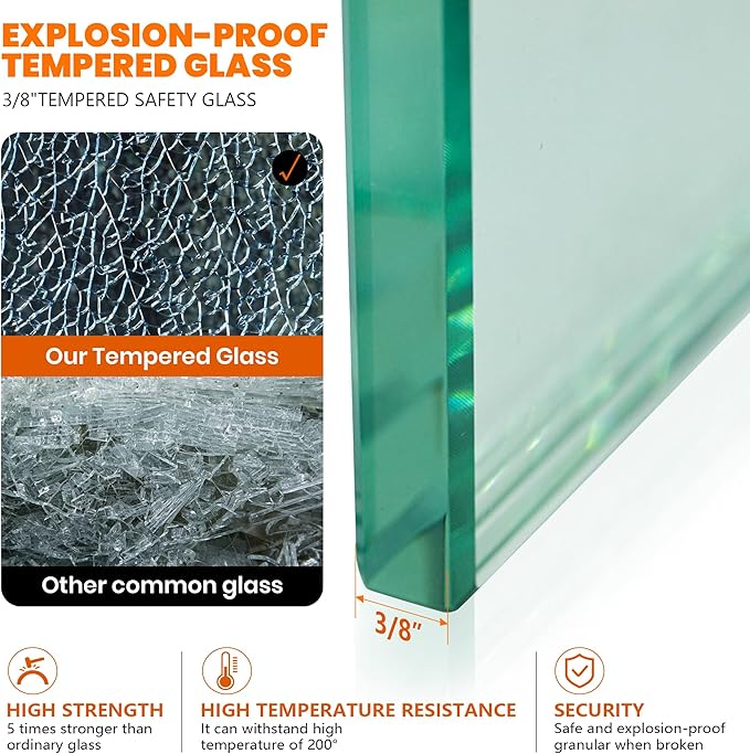 20.5" W×78.75" H Shower Glass Panel, Fixed Frameless Shower Screen