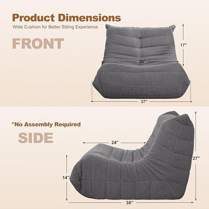 Bean Bag Chair Big Sofa Beanbag Chair for Adults Fireside Chair Bean Bag Lounger with Memory Foam Filled for Home,Apartment or Gaming Venue (Darkgrey Teddy)