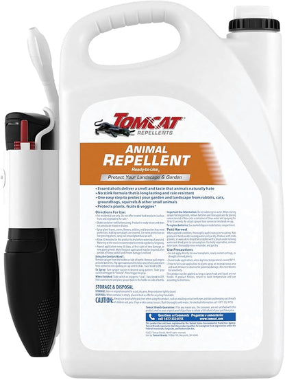 Tomcat Repellents Animal Repellent, Ready-to-Use, Protect Landscapes and Gardens, Contains Essential Oils, 1 Gal.