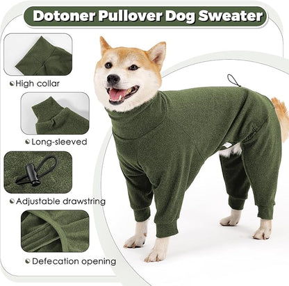 Dotoner Pullover Dog Sweater High Collar with Leash Hole Cold Weather Vest for Dogs Dog Winter Clothes for Indoor and Outdoor Use Long Sleeve Dog Sweatshirt Dog Clothes for Large Dogs