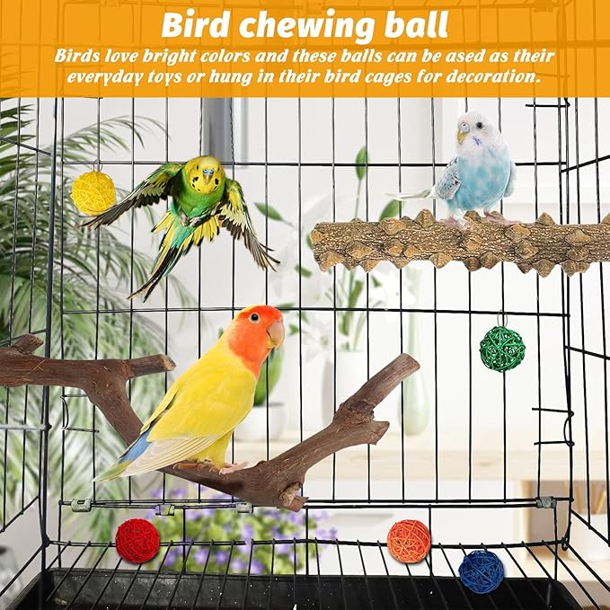 kathson 5pcs Natural Parrot Perch for Cage Wooden Bird Perches Grape Bird Stick Parakeet Climbing Standing Branches Toy Chewable Cage Accessories for Small Budgies Cockatiels Lovebirds Budgies