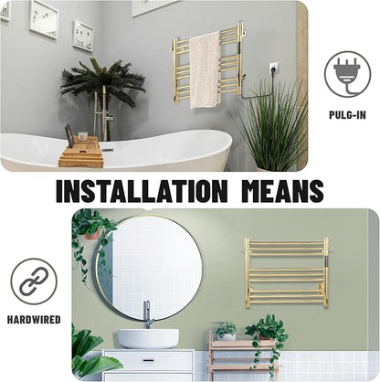 K&KALONZO Towel Warmer for Bathroom, Wall-Mounted 9-Bar Heated Towel Rack
