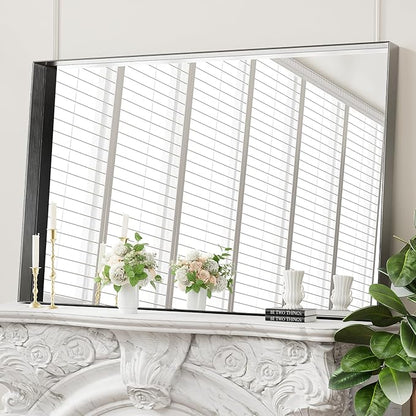 Koonmi 30x48 Inch Black Metal Framed Bathroom Mirror