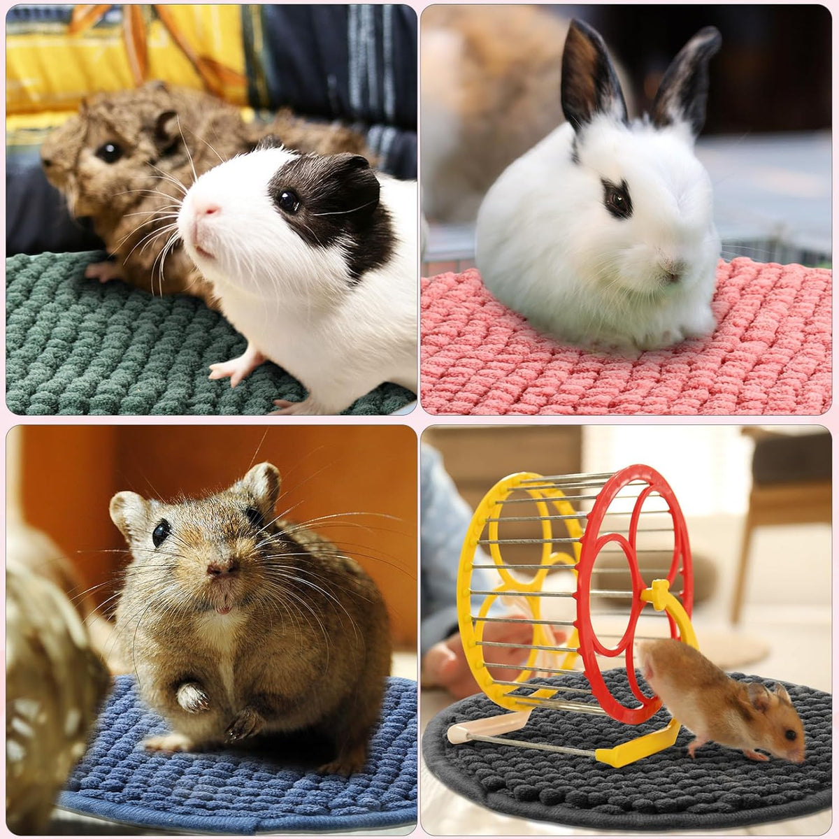 Amylove 4 Pcs Guinea Pig Cage Liner Guinea Pig Bedding Washable Fleece Pee Pads Reusable Small Animals Training Mat Small Animal Sleeping Bed for Bunny Hamster(Mixed Colors,Diameter 7.8 Inch)