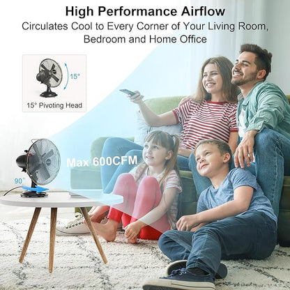 AMACOOL Oscillating Vintage Fan, All Metal 8" Retro Table Top Fan, Adjustable