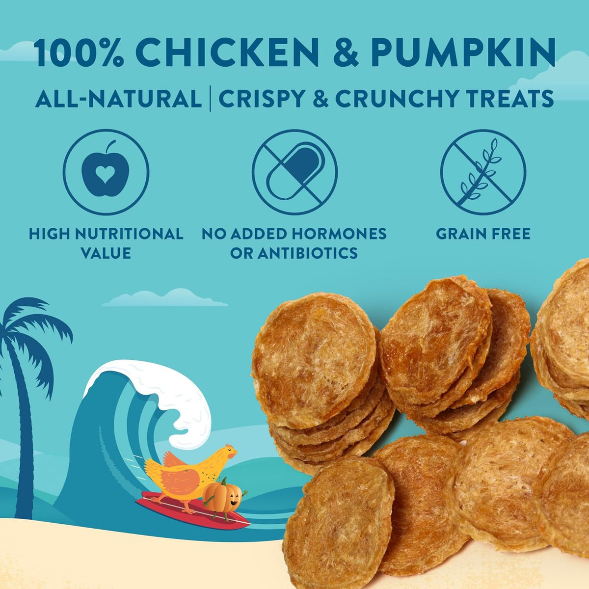 Chicken & Pumpkin Chips – Single Ingredient Dog Treats, All Natural & Healthy Training Snacks for Small, Medium & Large Breeds, Puppies – High Protein, Made in USA 3oz