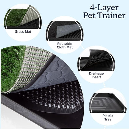 PETMAKER Artificial Grass Puppy Pee Pad for Dogs and Small Pets, 20” x 30” | Reusable 4-Layer Turf Pads for Dogs with Tray, Indoor and Outdoor Fake Grass Potty, Pet Supplies