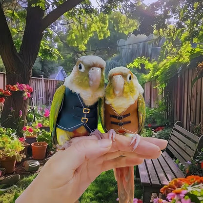 Bird Clothes, Parrot Leather Jacket, Bird Costume Cosplay Photo Prop, Parrot Apparel for Eclectus, Budgerigar, African Greys Parakeet, Conure, Cockatiel, Love Birds-Cowboy Style,Brown,M