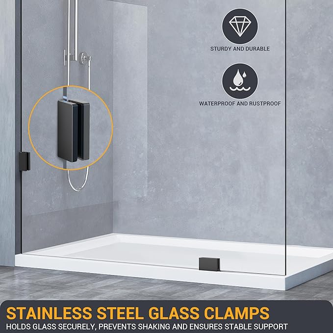 22" W×78.75" H Shower Glass Panel, 3/8" Thick Clear Tempered Glass Panel