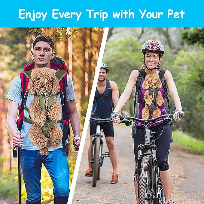 PetBonus Dog Front Carrier Backpacks, Legs Out Easy-fit Puppy Chest Carrier | Hands Free, Adjustable, Safety Strap, Walking Hiking Cycling Motorcycle bag, For Small Medium Dogs (Purple, L)
