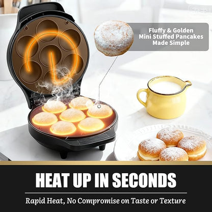 Mini Stuffed Pancakes Maker, Electric Ebleskiver Poffertjes Maker Pan, Danish