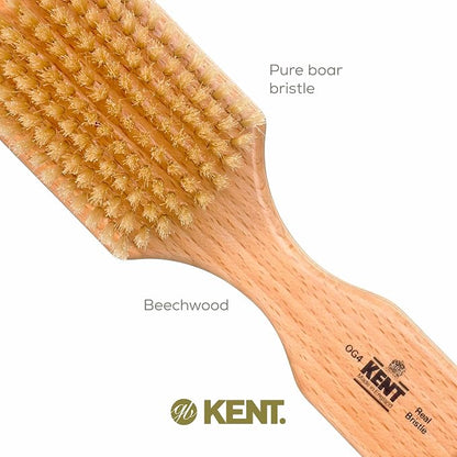 Kent OG4 Rectangular Beachwood Gentlemen's Hair Brush and Facial Brush for Beard Care - Exfoliating Natural Boar Bristle Brush for Mens Grooming, Hair Care, and Beard Straightener for Men's Skin Care