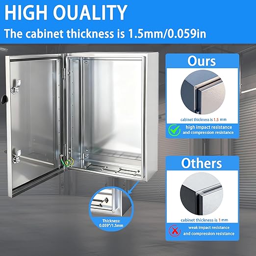 Electrical Enclosure 24x16x8, 304 Stainless Steel Enclosure IP66 Waterproof and
