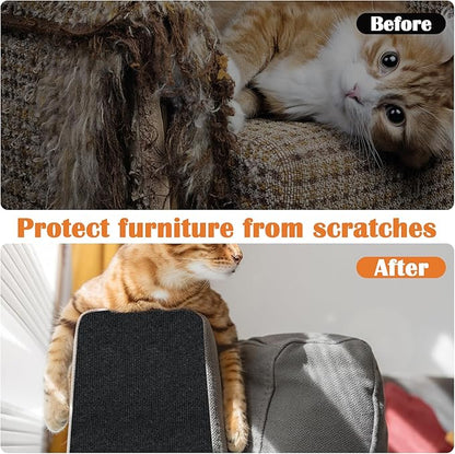 Cat Scratch Furniture Protector - 100" x 15.8" Trimmable Self-Adhesive Cats Claws Scratch Pads, DIY Cat Climbing Couch Protector for Scratch Post Cat Tree Replacement Indoor (Black)