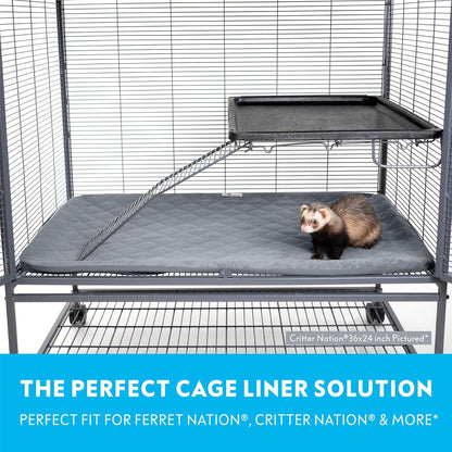 Paw Inspired Fitted Fleece Liner for Ferret Nation, Critter Nation Cage for Ferrets, Rats, Chinchillas, Hedgehogs & Other Small Animals (Gray, Bottom Pan Liner)