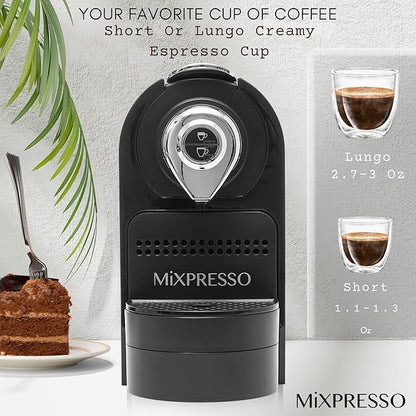 Mixpresso Black Espresso Coffee Machine – Compact 1400W Single Serve Coffee