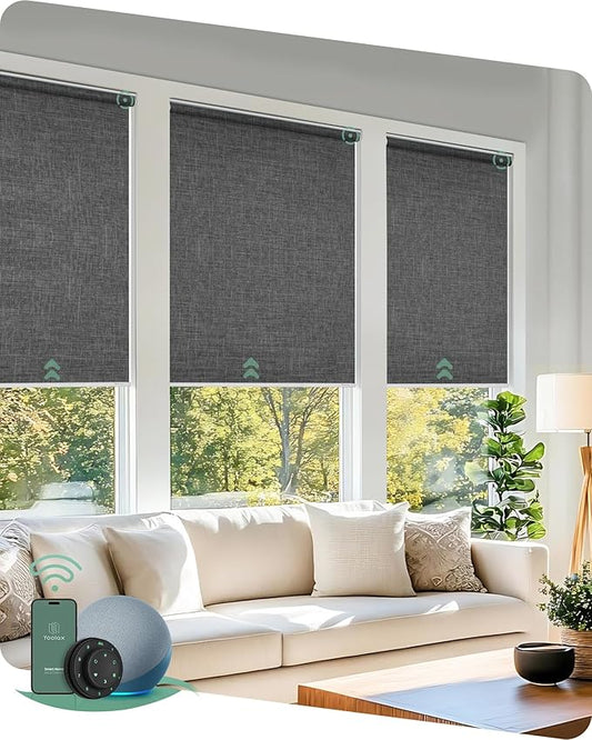 Yoolax Motorized Blinds with Remote, Automatic Window Shades Work with Alexa
