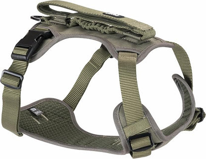 TUG Grab Dog Harness with Built-in Magnetic Traffic Leash (Medium/Green) | Padded Magnetic Traffic Handle | Dual Leash Clips | 4-Point Adjustable Fit | Durable Nylon