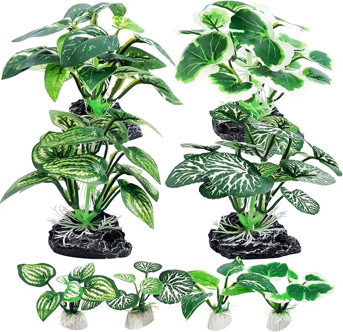 8PCS Betta Fish Tank Decorations Aquarium Decorations Artificial Plastic Plants Ornament for Hiding Fish Reptil