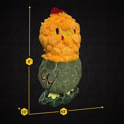 Bite Force -Durable & Strong Dog Toy Rooster with Squeaker, Kevlar-Reinforced for Aggressive Chewers for Small Medium Large Dogs - Green.