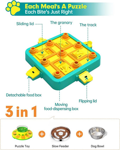 Dog Puzzle Toy Mental Stimulation - Level 3 in 1 Dogs Food Puzzles Toys, Dog Treat Puzzle Feeder (Advanced-Blue Board)