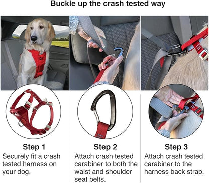 Kurgo Enhanced Strength Tru-Fit Smart Harness, Black, Extra Large | Crash Tested Car Harness for Dogs up to 75Lbs, Seatbelt Tether & Steel Carabiner, All-Steel Buckles, Padded Chest for Comfort
