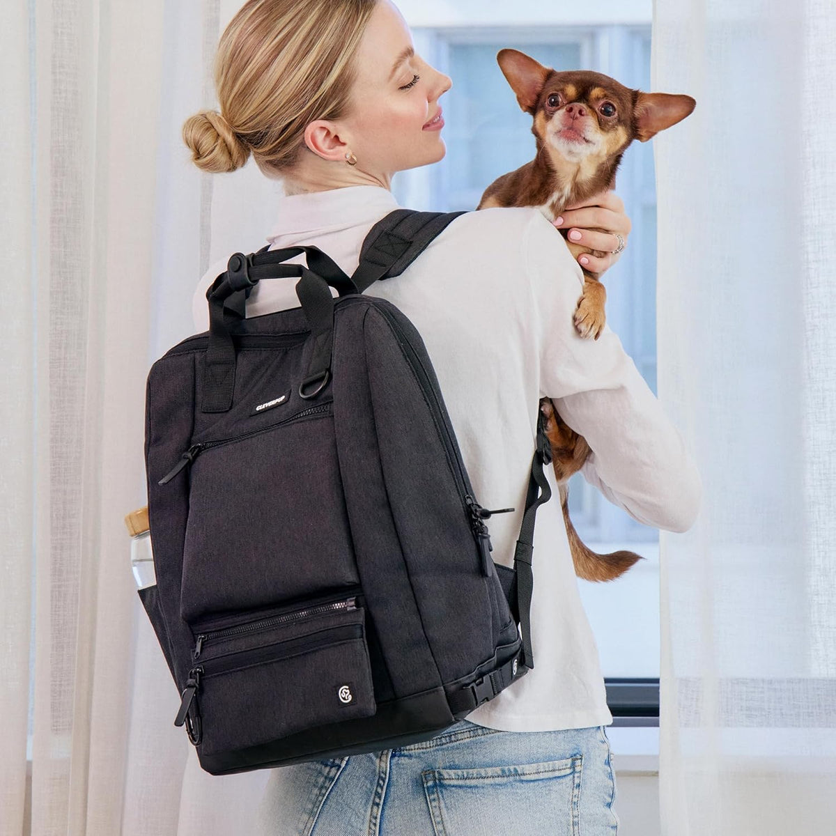 Porter 2-in-1 Dog Gear Backpack – Premium Dog Travel Bag with 10 Pockets, Zip-Off Treat Pouch, Leash Clip, Waterproof Pockets & Water Bottle Holder – Weekend, Hiking, Camping, Graphite