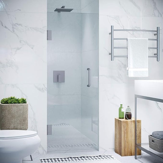 ANZZI 72" x 30" Frameless Shower Door in Brushed Nickel, Water Repellent Glass