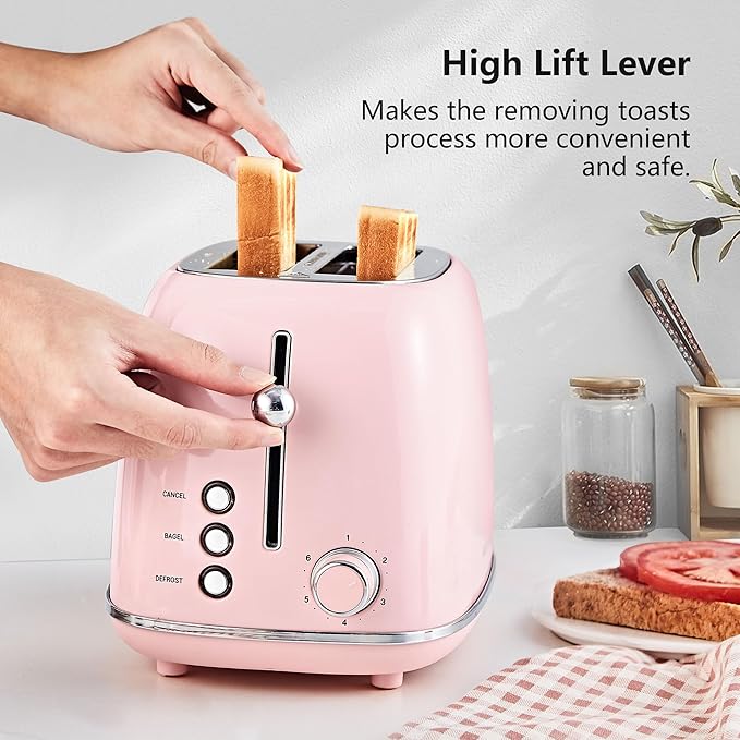 Roter Mond 2 Slice Toaster Retro Stainless Steel
