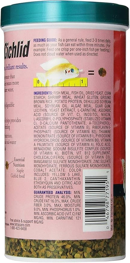 Tetra Cichlid Crisps, Nutritionally Balanced Fish Food for All Top and Mid-Water Cichlids, 8.82 oz
