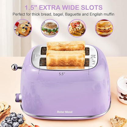 Roter Mond 2 Slice Toaster Retro Stainless Steel