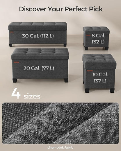 SONGMICS Storage Ottoman Bench, Foldable Foot Rest with Legs, 15 x 30 x 15.2 Inches, End of Bed Bench, Storage Chest, Load up to 660 lb, for Living Room, Bedroom, Entryway, Slate Gray ULSF16GYZ