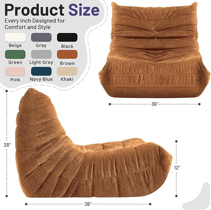 HABUTWAY Bean Bag Chair, Giant Bean Bag Chairs for Adults, Bean Bag Sofa with Filler Faux Fur, Memory Foam Bean Bag Couches Fireside Lazy Sofa for Living Room, Bedroom, Office (Brown)