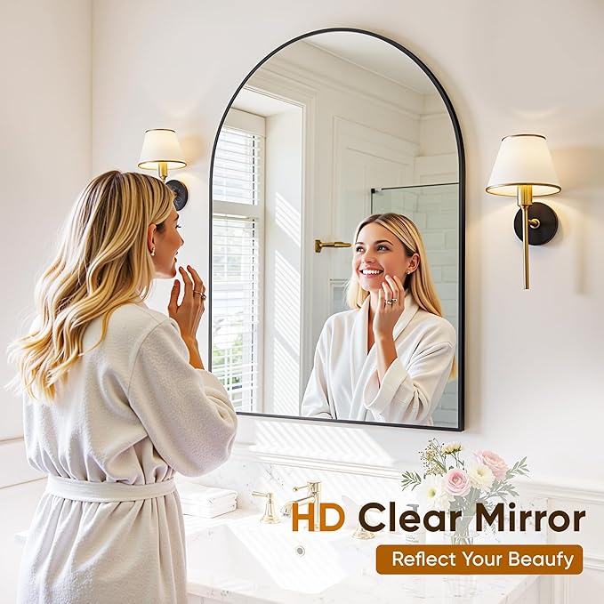 Arched Mirror 24"x36", Bathroom Mirror, Wall Mounted Vanity Mirror
