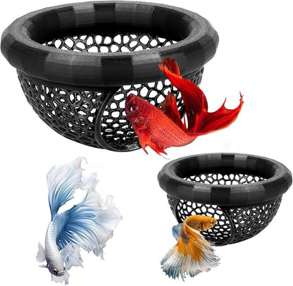 2 PCS Floating Betta Hammock & Shrimp Shelter 3D Printed Aquarium Decor Floating Betta Hide with Feeding Ring Multi-Functional Hammock Safe Resting Spot for Betta Fish, Shrimp and Small Fish